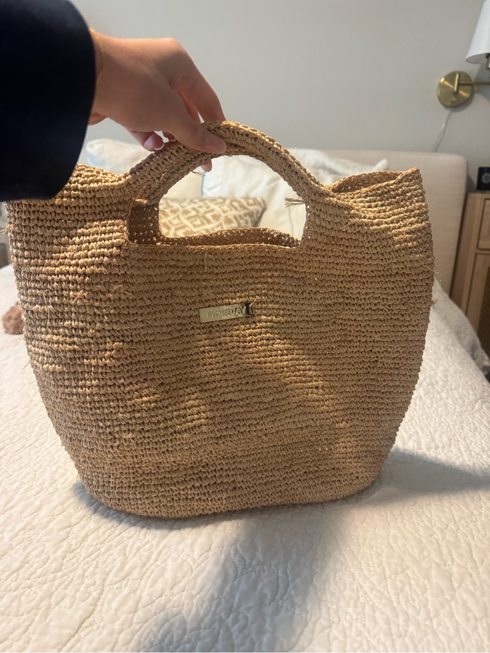 Monday Swimwear Woven Straw Tote - Tan